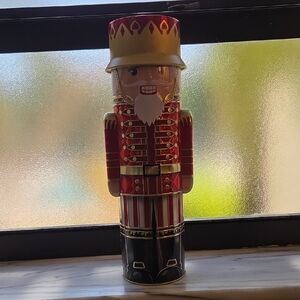 Festive Nutcracker Soldier Figurine & Container - Red and Gold